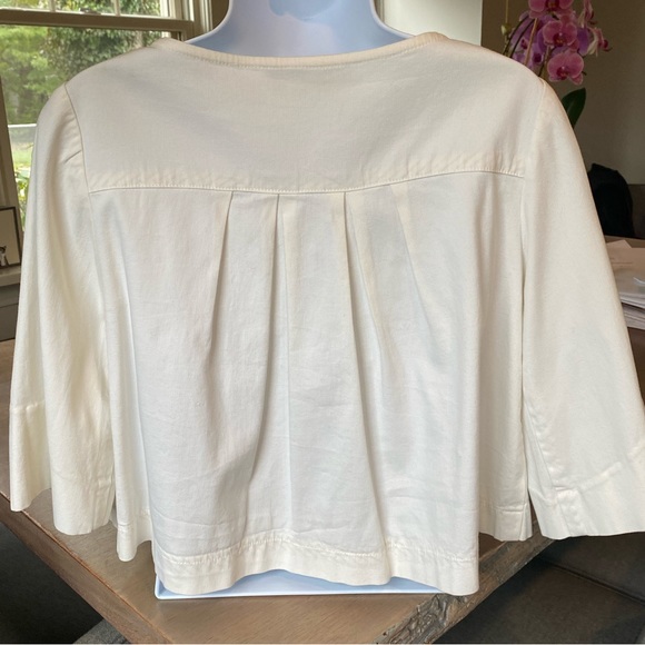 Vintage Shin Choi Swing Jacket Short Size Small White 3/4 sleeve Gold Button - Picture 2 of 10